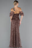 Long Brown Scaly Evening Dress ABU5075