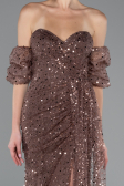 Long Brown Scaly Evening Dress ABU5075
