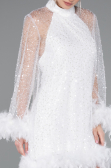Short White Scaly Cocktail Dress ABK2202