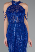 Long Sax Blue Beaded Evening Dress ABU4912