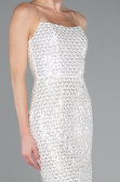 White Strapless Beaded Midi Cocktail Dress ABK2260