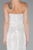 White Strapless Beaded Midi Cocktail Dress ABK2260