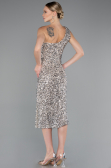 Midi Beige Scaly Party Dress ABK2377