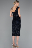 Midi Navy Blue Scaly Party Dress ABK2377