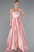 Long Powder Color Satin Evening Dress ABU5064
