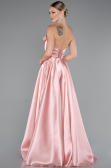 Long Powder Color Satin Evening Dress ABU5064