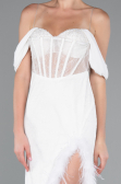 White Slit Underwire Long Lace Evening Gown ABU4270