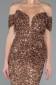 Long Copper Scaly Mermaid Evening Gown ABU4906