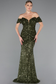 Olive Drab Long Scaly Mermaid Evening Gown ABU4906