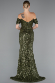 Olive Drab Long Scaly Mermaid Evening Gown ABU4906