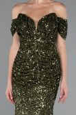 Olive Drab Long Scaly Mermaid Evening Gown ABU4906
