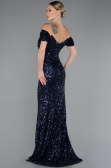 Long Navy Blue Scaly Mermaid Evening Gown ABU4906