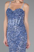 Indigo Strapless Underwire Slit Long Sequin Evening Gown ABU4842