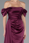 Cherry Colored Long Satin Engagement Dress ABU1606