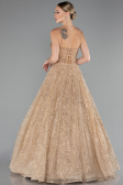 Gold Strappy Glitter Long Ball Gown ABU3839