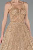 Gold Strappy Glitter Long Ball Gown ABU3839