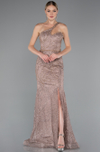 Copper One Shoulder Slit Long Glitter Mermaid Evening Gown ABU4697