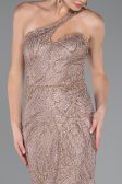 Copper One Shoulder Slit Long Glitter Mermaid Evening Gown ABU4697