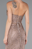 Copper One Shoulder Slit Long Glitter Mermaid Evening Gown ABU4697