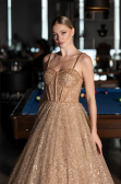 Gold Strappy Glitter Long Ball Gown ABU3839