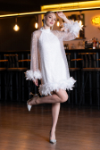 Short White Scaly Cocktail Dress ABK2202