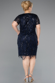 Short Navy Blue Plus Size Cocktail Dress ABK2380