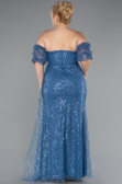 Long Indigo Scaly Plus Size Evening Gown ABU5077