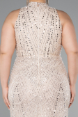 Long Beige Beaded Plus Size Evening Dress ABU5063