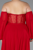 Long Red Chiffon Plus Size Evening Dress ABU5037