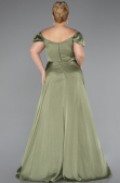 Olive Drab Long Satin Plus Size Evening Dress ABU4576