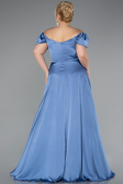 Indigo Long Satin Plus Size Evening Dress ABU4576
