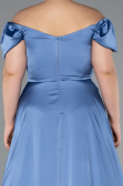 Indigo Long Satin Plus Size Evening Dress ABU4576