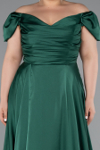 Emerald Green Long Satin Plus Size Evening Dress ABU4576