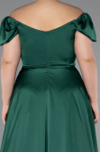 Emerald Green Long Satin Plus Size Evening Dress ABU4576