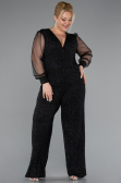 Long Black-Silver Plus Size Cocktail Dress ABT131