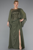 Long Olive Drab Chiffon Plus Size Evening Gown ABU5093