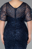 Midi Navy Blue Plus Size Cocktail Dress ABK2372