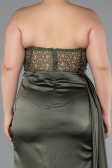 Olive Drab Long Satin Plus Size Prom Dress ABU3855