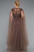 Long Brown Beaded Plus Size Engagement Dress ABU5050