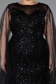 Long Black Beaded Plus Size Engagement Dress ABU5050