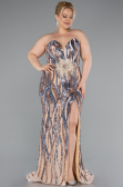 Long Gold Plus Size Evening Dress ABU5025