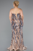 Long Gold Plus Size Evening Dress ABU5025