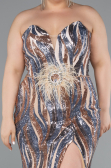 Long Gold Plus Size Evening Dress ABU5025
