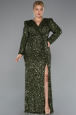 Long Olive Drab Scaly Plus Size Engagement Dress ABU4373