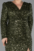 Long Olive Drab Scaly Plus Size Engagement Dress ABU4373