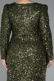 Long Olive Drab Scaly Plus Size Engagement Dress ABU4373