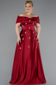 Long Burgundy Satin Formal Plus Size Dress ABU5072