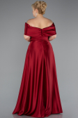 Long Burgundy Satin Formal Plus Size Dress ABU5072