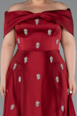 Long Burgundy Satin Formal Plus Size Dress ABU5072