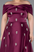 Long Plum Satin Formal Plus Size Dress ABU5072